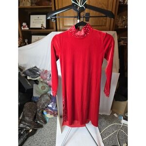 Dance Or Ice Skating Dress. Red Velvet Built-in Leotard. Unbranded...